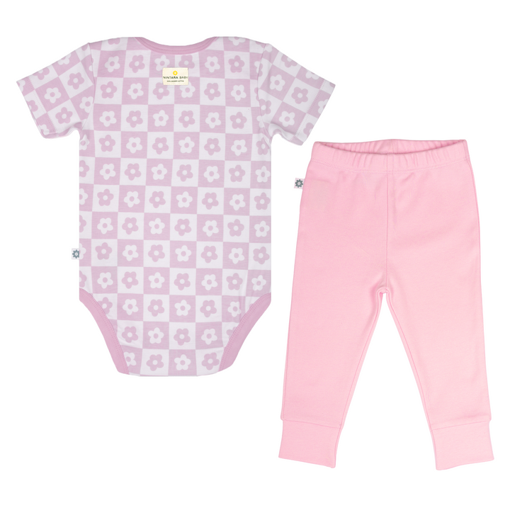 Nintara Baby 100% Cotton Unisex Bodysuit &amp; Pant Set – Baby Bloom (Pack of 1)
