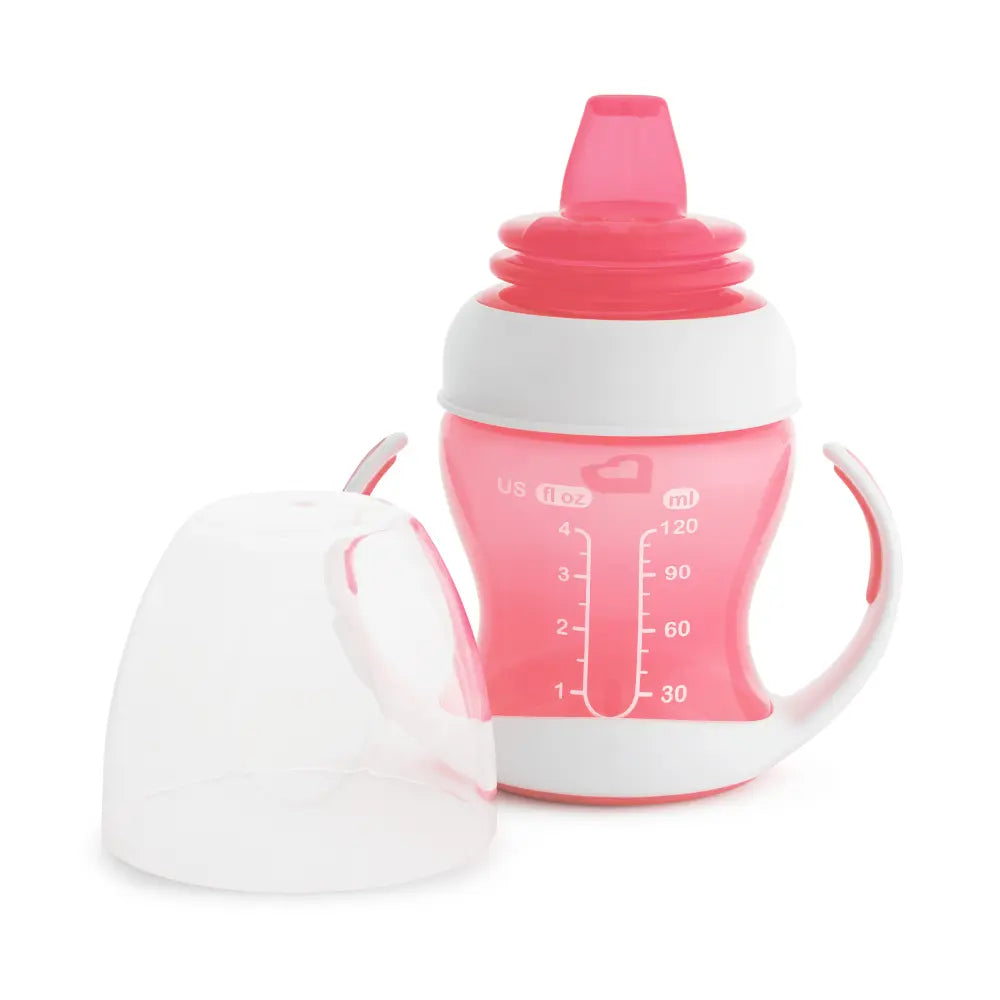Munchkin Gentle Transition Cup with Soft Silicone Spout &amp; Handles – Spill-Proof Sippy Cup, BPA-Free, 4oz, 4+ Months - Pink