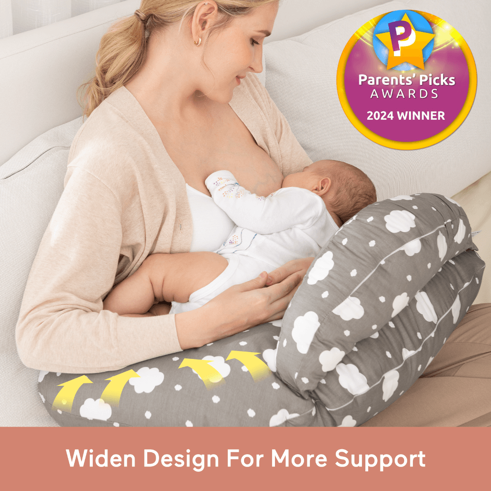 Momcozy Maternity Accessory Adjustable Nursing Pillow - Grey &amp; White