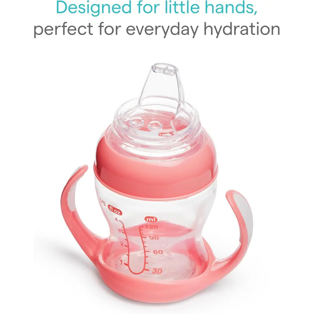 Munchkin Gentle Transition Cup with Soft Silicone Spout &amp; Handles – Spill-Proof Sippy Cup, BPA-Free, 4oz, 4+ Months - Pink