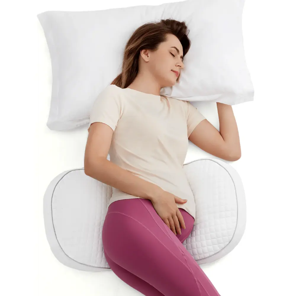 Momcozy Pregnancy Wedge Pillow for Belly Support | Memory Foam - White