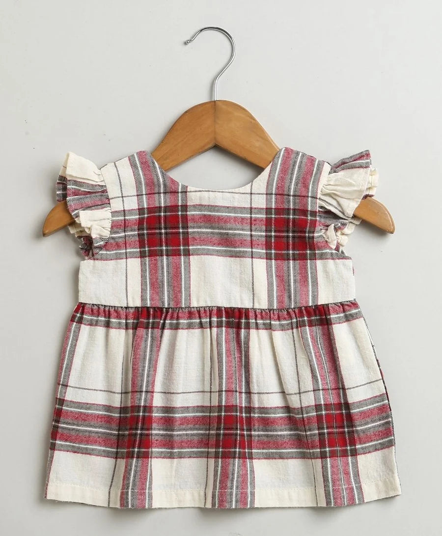 Sweetlime By AS Classic Plaid Ruffle Sleeve Top and Shorts Co-ord Set - White &amp; Red