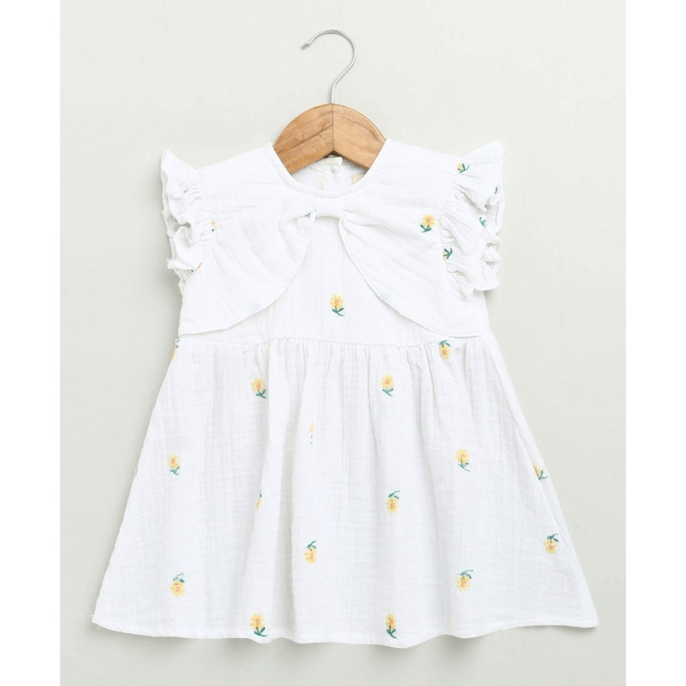 Sweetlime By AS Yellow Floral Embroidery Organic Cotton Co-ord Set