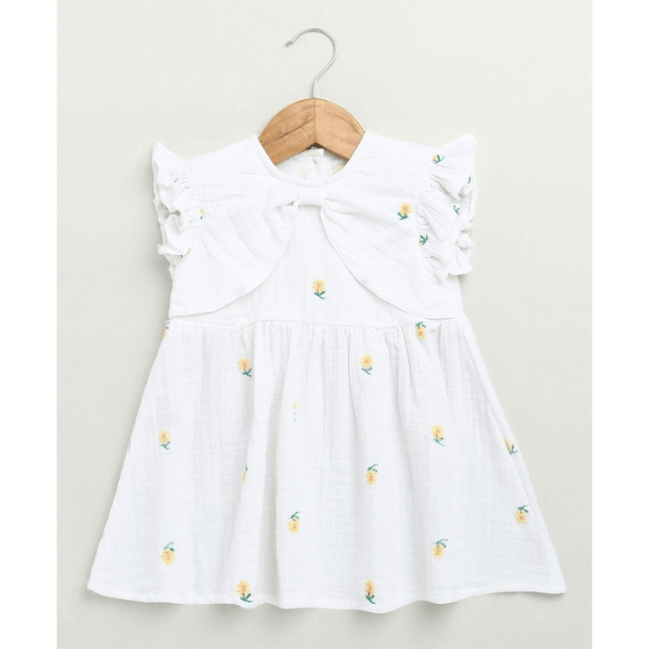 Sweetlime By AS Yellow Floral Embroidery Organic Cotton Co-ord Set