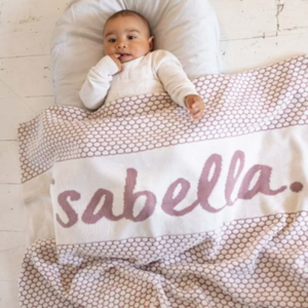 NamelyCo Chunky Bubble Name Blanket - Rose Bloom