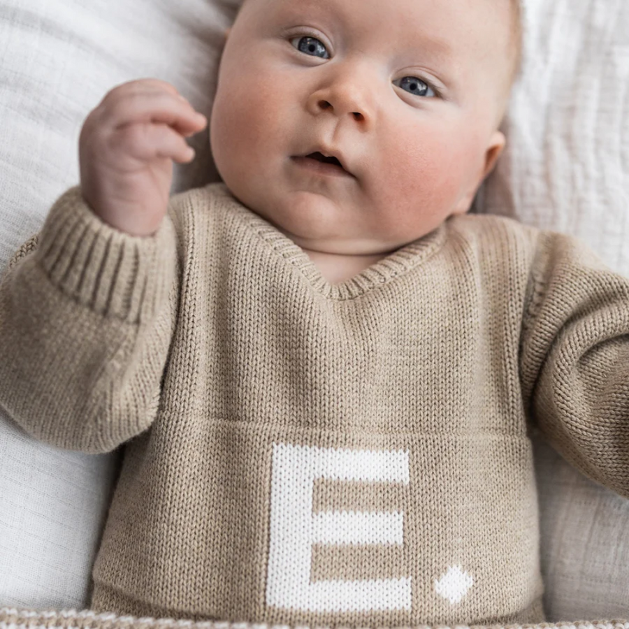 NamelyCo Letter Bodysuit - Light Camel