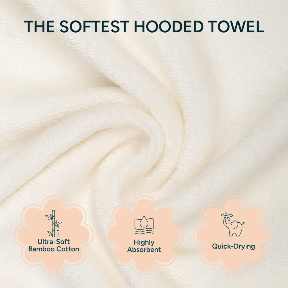Nintara Baby Hooded Towel  -  Bamboo Cotton Bath Wrap, 30" x 30" (76 cm x 76 cm), Ultra - Absorbent - Bear