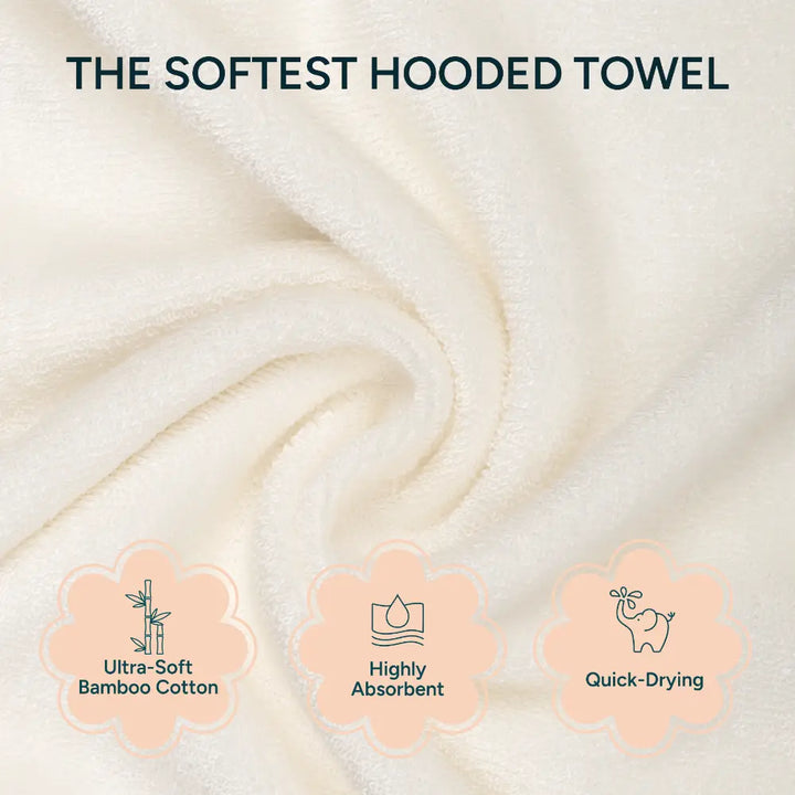 Nintara Baby Hooded Towel  -  Bamboo Cotton Bath Wrap, 30" x 30" (76 cm x 76 cm), Ultra - Absorbent - Bear