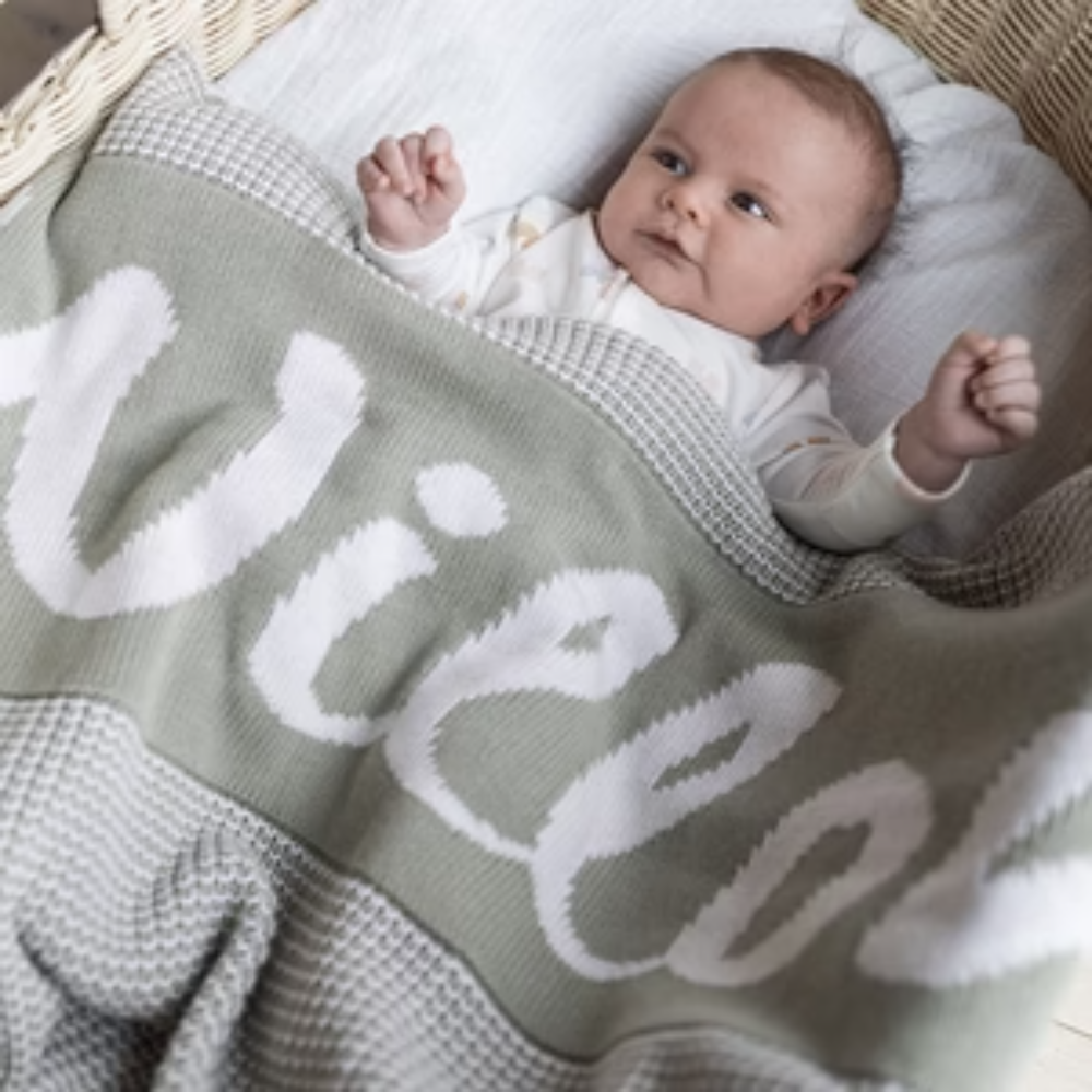NamelyCo Chunky Two Tone Name Blanket - Desert Sage