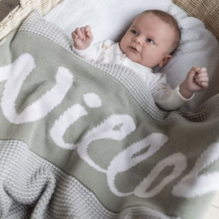 NamelyCo Chunky Two Tone Name Blanket - Desert Sage