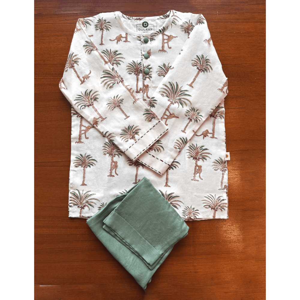 Dulaar Chanderi Hand-Block Printed Kurta Pyjama Set