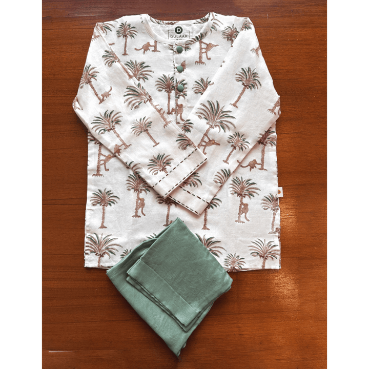 Dulaar Chanderi Hand-Block Printed Kurta Pyjama Set