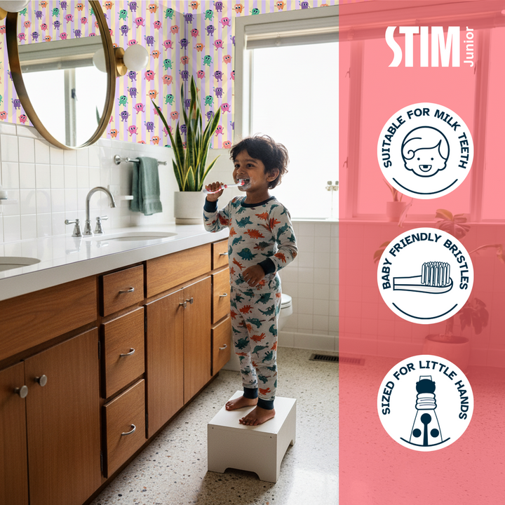 STIM Junior Baby Toothbrush | With Paste | 1-3 years | 2 Pcs - Multicolor