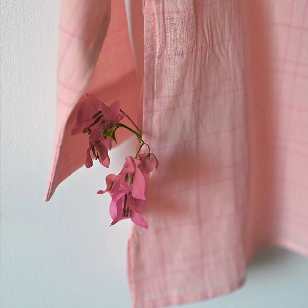 Love The World Today ‘Sleepover Party’ Kurta and Shorts Co-ord Set - Pink Checks