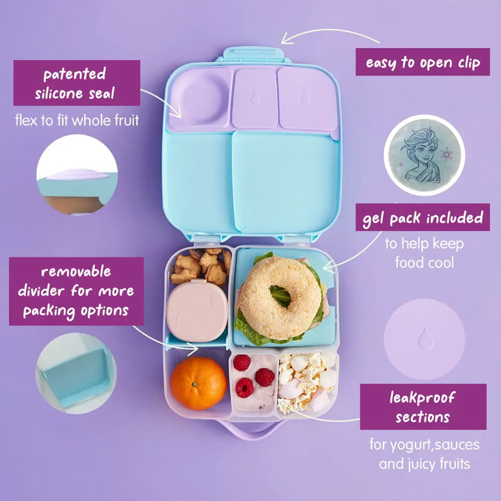 B.Box Kids Lunchbox – 2 Litre, Leak-Proof Bento Style with Gel Cooler Pack, Adjustable Divider &amp; Whole Fruit Compartment – Multicolor