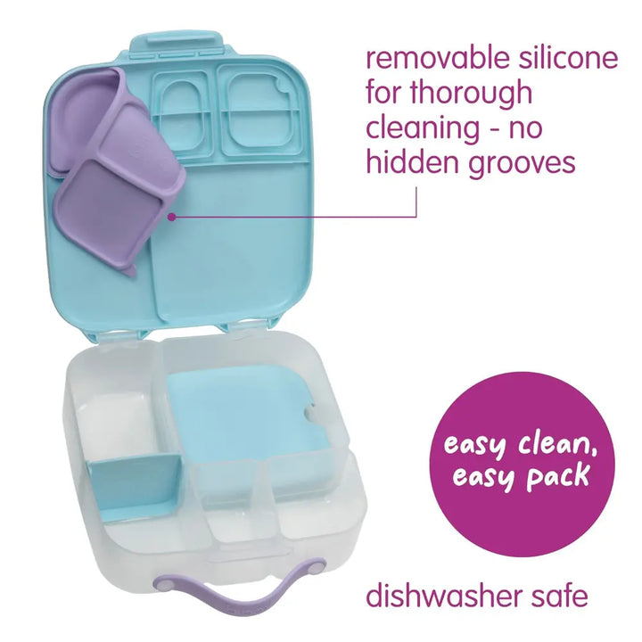 B.Box Kids Lunchbox – 2 Litre, Leak-Proof Bento Style with Gel Cooler Pack, Adjustable Divider &amp; Whole Fruit Compartment – Multicolor