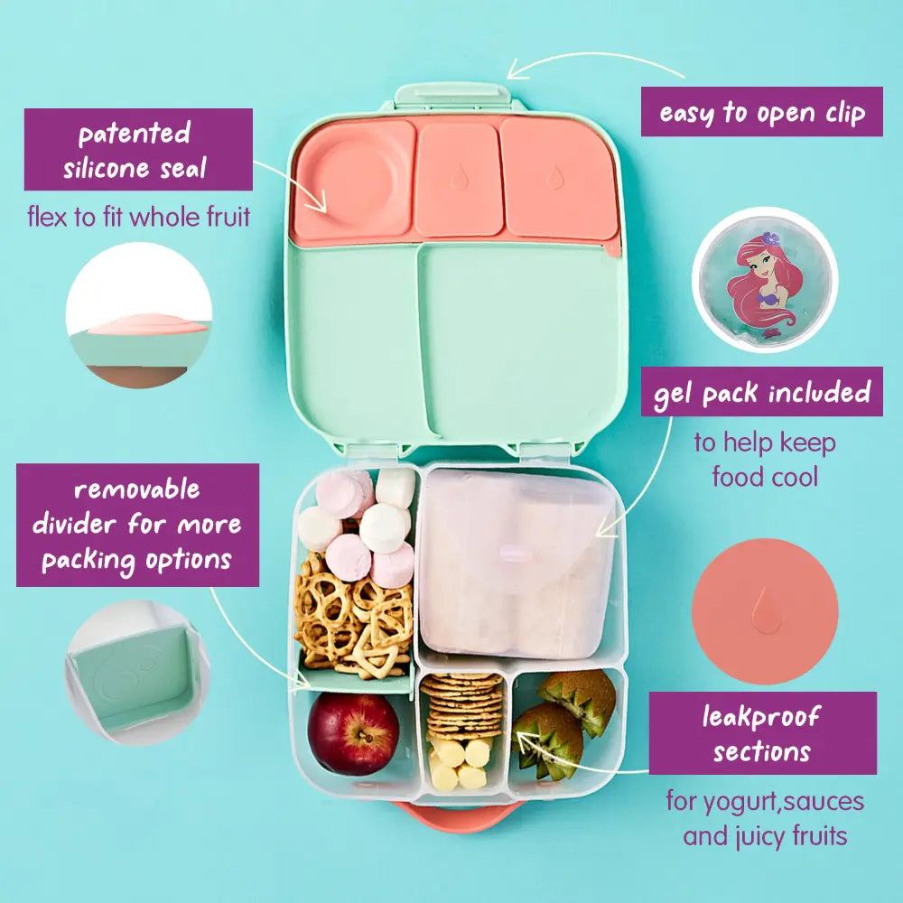 B.Box Kids Lunchbox – 2 Litre, Leak-Proof Bento Style with Gel Cooler Pack, Adjustable Divider &amp; Whole Fruit Compartment – Multicolor