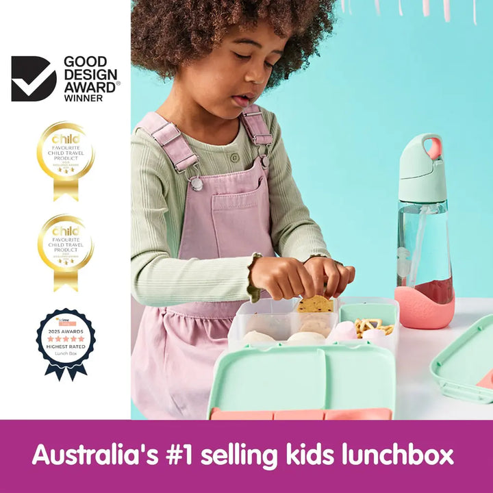 B.Box Kids Lunchbox – 2 Litre, Leak-Proof Bento Style with Gel Cooler Pack, Adjustable Divider &amp; Whole Fruit Compartment – Multicolor