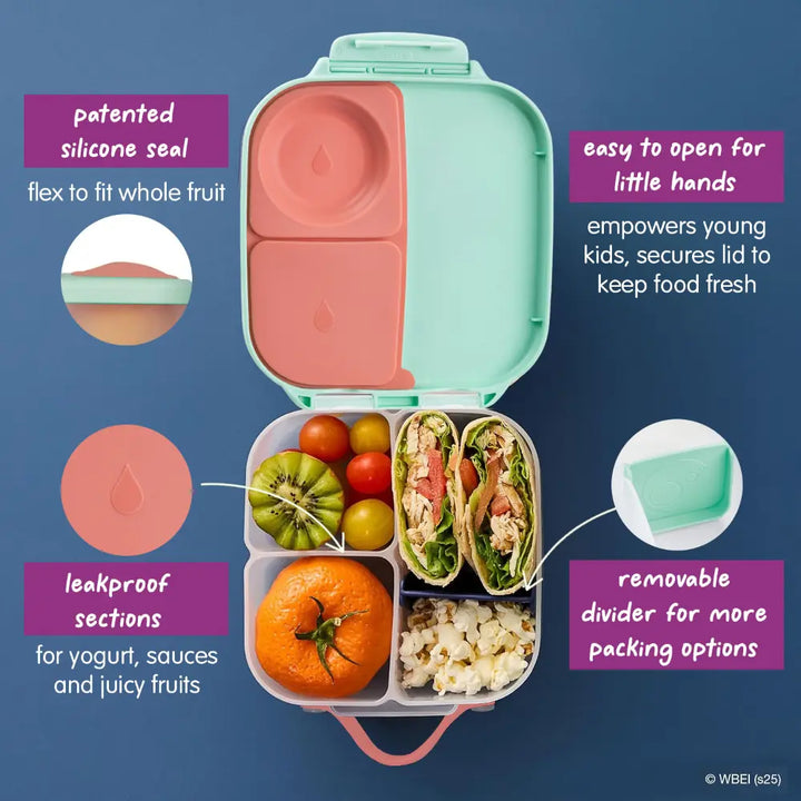 B.Box Mini Lunchbox for Kids – 1L Capacity, Adjustable Divider, Flexi Fruit Holder, BPA-Free – Multicolor