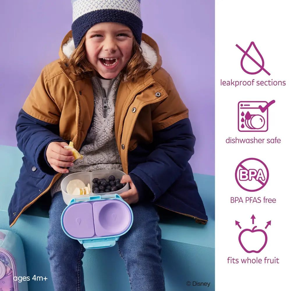 B.Box Snack Box for Kids – Leak-Proof container, 2 Compartments, BPA-Free, Easy to Open &amp; Carry – Multicolour