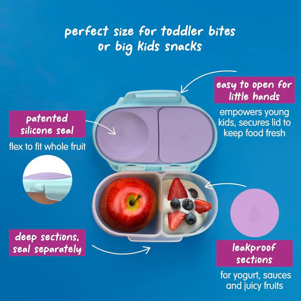 B.Box Snack Box for Kids – Leak-Proof container, 2 Compartments, BPA-Free, Easy to Open &amp; Carry – Multicolour