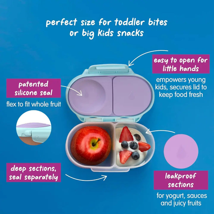 B.Box Snack Box for Kids – Leak-Proof container, 2 Compartments, BPA-Free, Easy to Open &amp; Carry – Multicolour