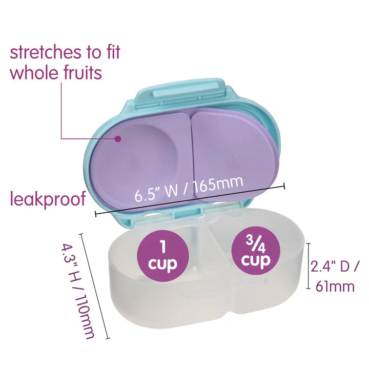 B.Box Snack Box for Kids – Leak-Proof container, 2 Compartments, BPA-Free, Easy to Open &amp; Carry – Multicolour