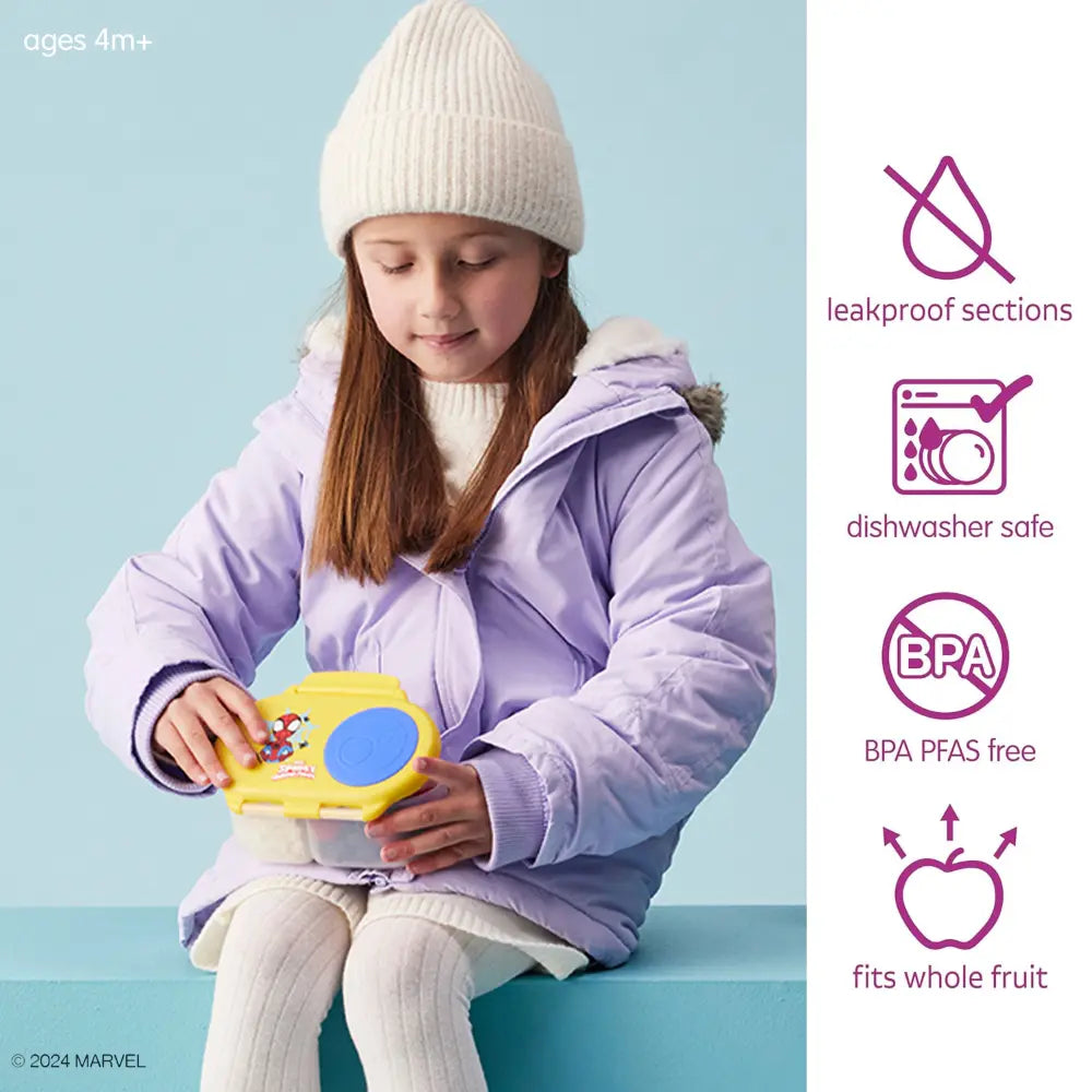 B.Box Snack Box for Kids – Leak-Proof container, 2 Compartments, BPA-Free, Easy to Open &amp; Carry – Multicolour
