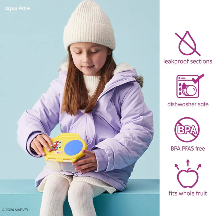 B.Box Snack Box for Kids – Leak-Proof container, 2 Compartments, BPA-Free, Easy to Open &amp; Carry – Multicolour