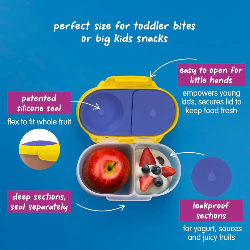 B.Box Snack Box for Kids – Leak-Proof container, 2 Compartments, BPA-Free, Easy to Open &amp; Carry – Multicolour