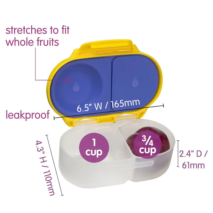 B.Box Snack Box for Kids – Leak-Proof container, 2 Compartments, BPA-Free, Easy to Open &amp; Carry – Multicolour