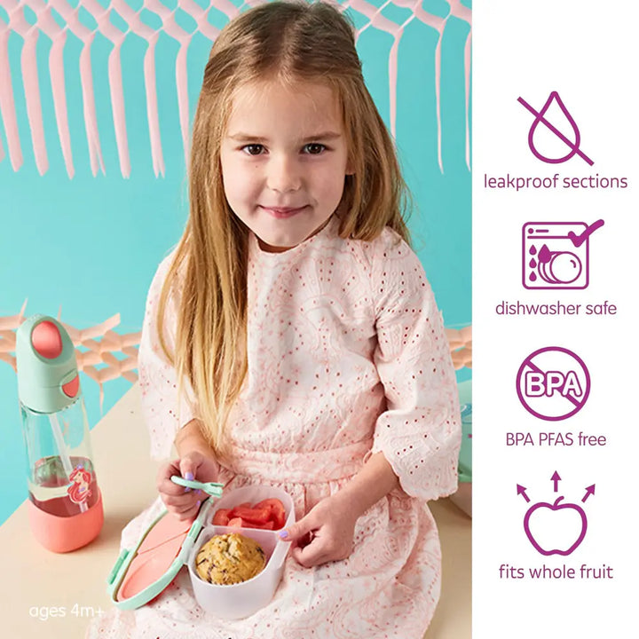 B.Box Snack Box for Kids – Leak-Proof container, 2 Compartments, BPA-Free, Easy to Open &amp; Carry – Multicolour
