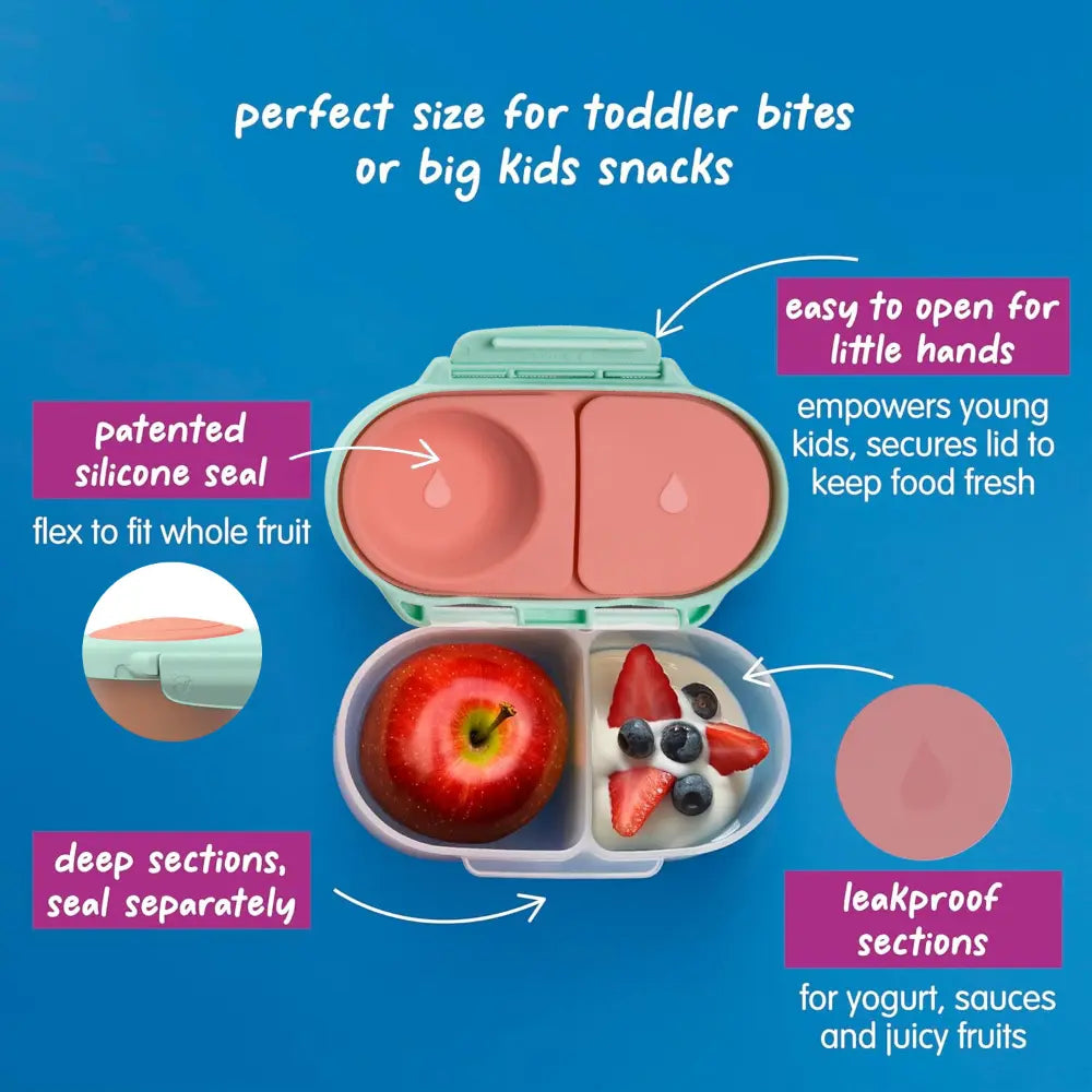 B.Box Snack Box for Kids – Leak-Proof container, 2 Compartments, BPA-Free, Easy to Open &amp; Carry – Multicolour