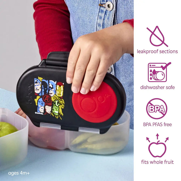 B.Box Snack Box for Kids – Leak-Proof container, 2 Compartments, BPA-Free, Easy to Open &amp; Carry – Multicolour