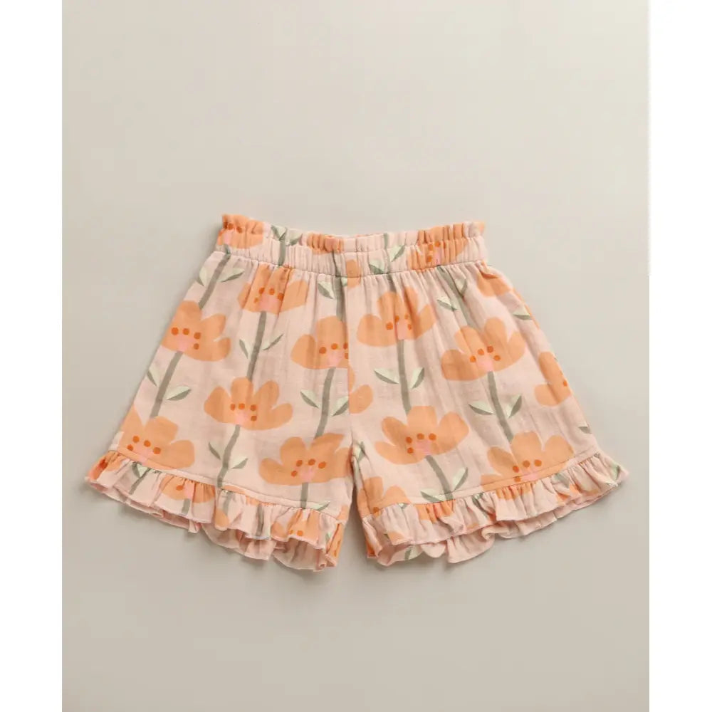 Sweetlime By As Peach Blossom Floral Ruffle Cotton Baby Girls Summer Co-ord Set