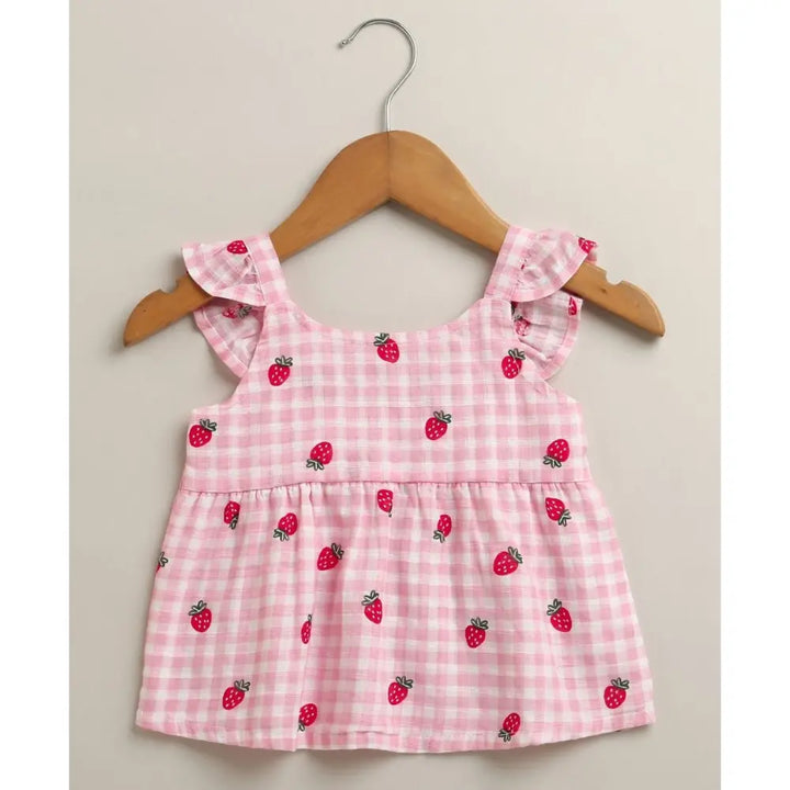 Sweetlime By AS Organic Cotton Strawberry Bliss Baby Girl Top &amp; Shorts Set -  Pink