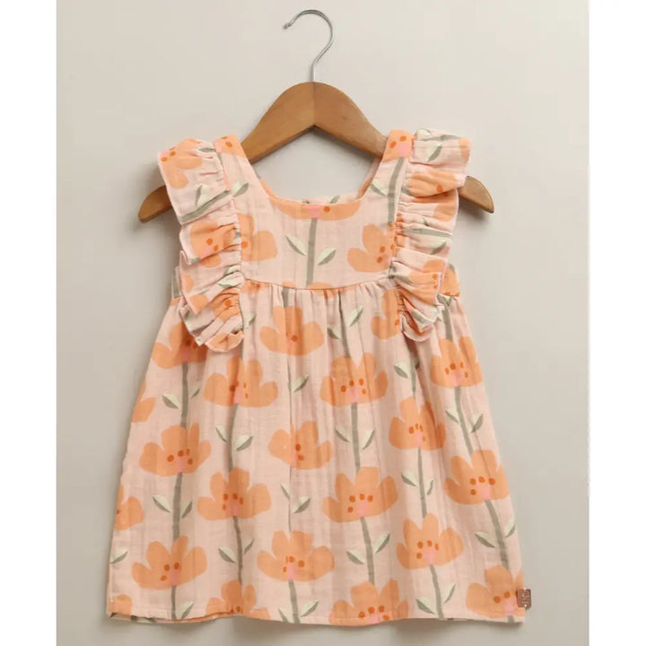 Sweetlime By As Peach Blossom Floral Ruffle Cotton Baby Girls Summer Co-ord Set