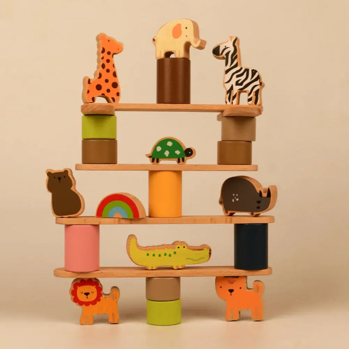 Playbox Wooden Zoo Tower Balancing Activity Toy