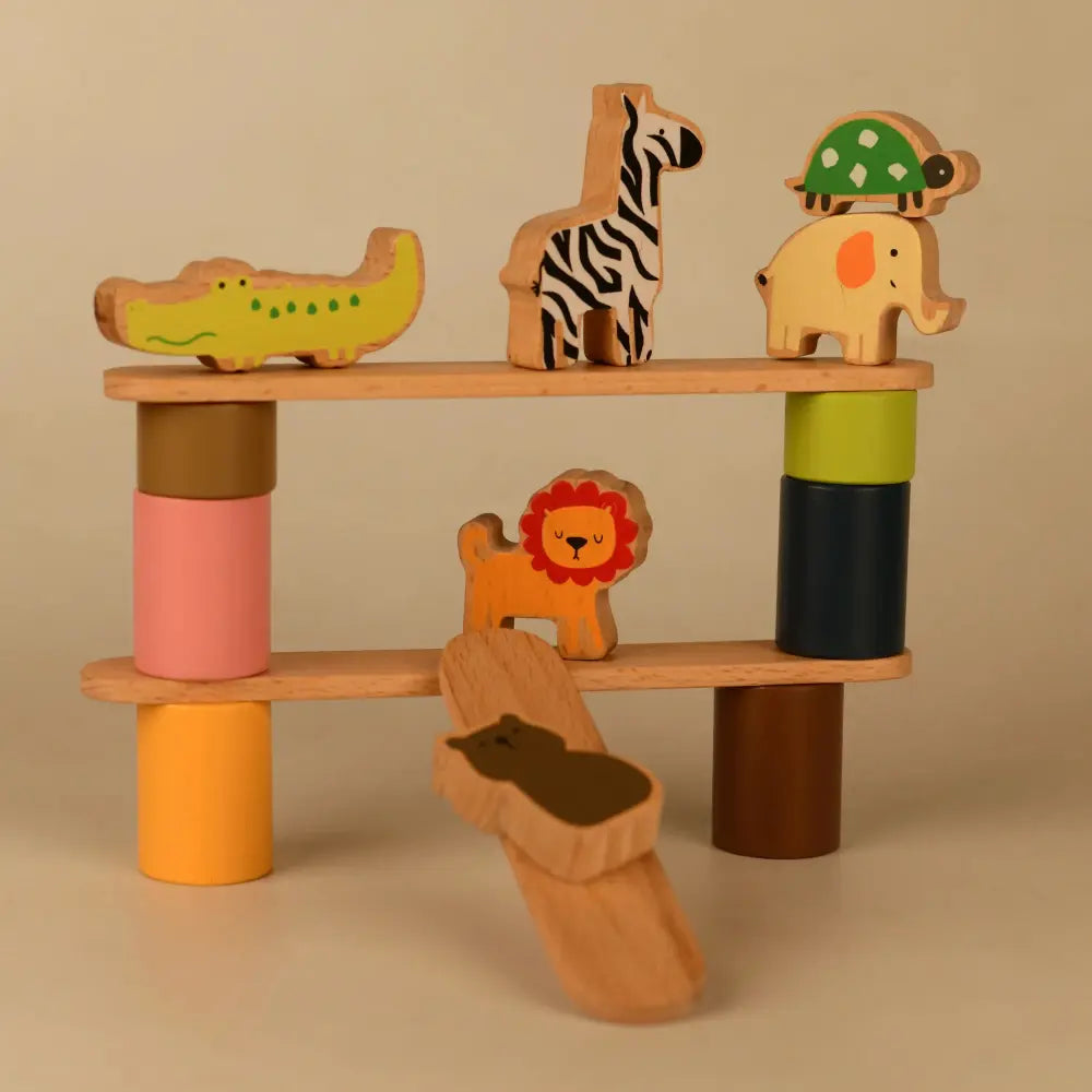 Playbox Wooden Zoo Tower Balancing Activity Toy