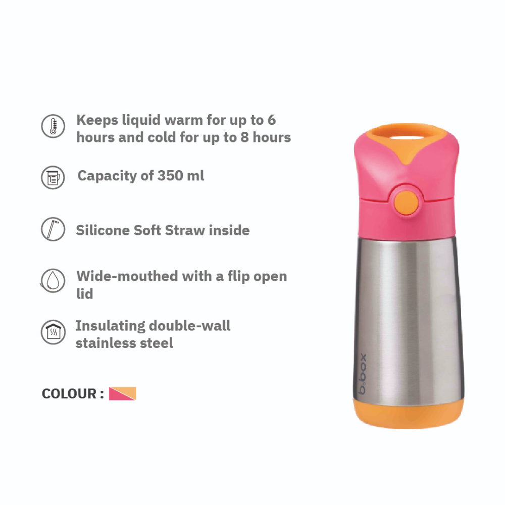 B.Box Insulated Straw Sipper Drink Water Bottle - 350 ml