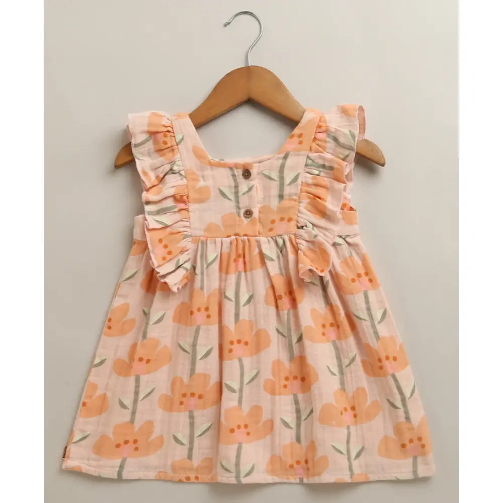 Sweetlime By As Peach Blossom Floral Ruffle Cotton Baby Girls Summer Co-ord Set