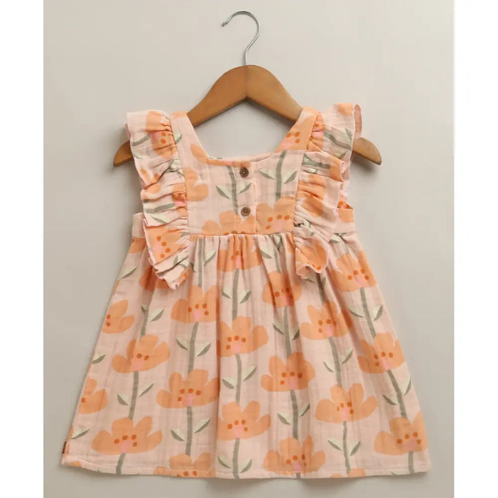 Sweetlime By As Peach Blossom Floral Ruffle Cotton Baby Girls Summer Co-ord Set
