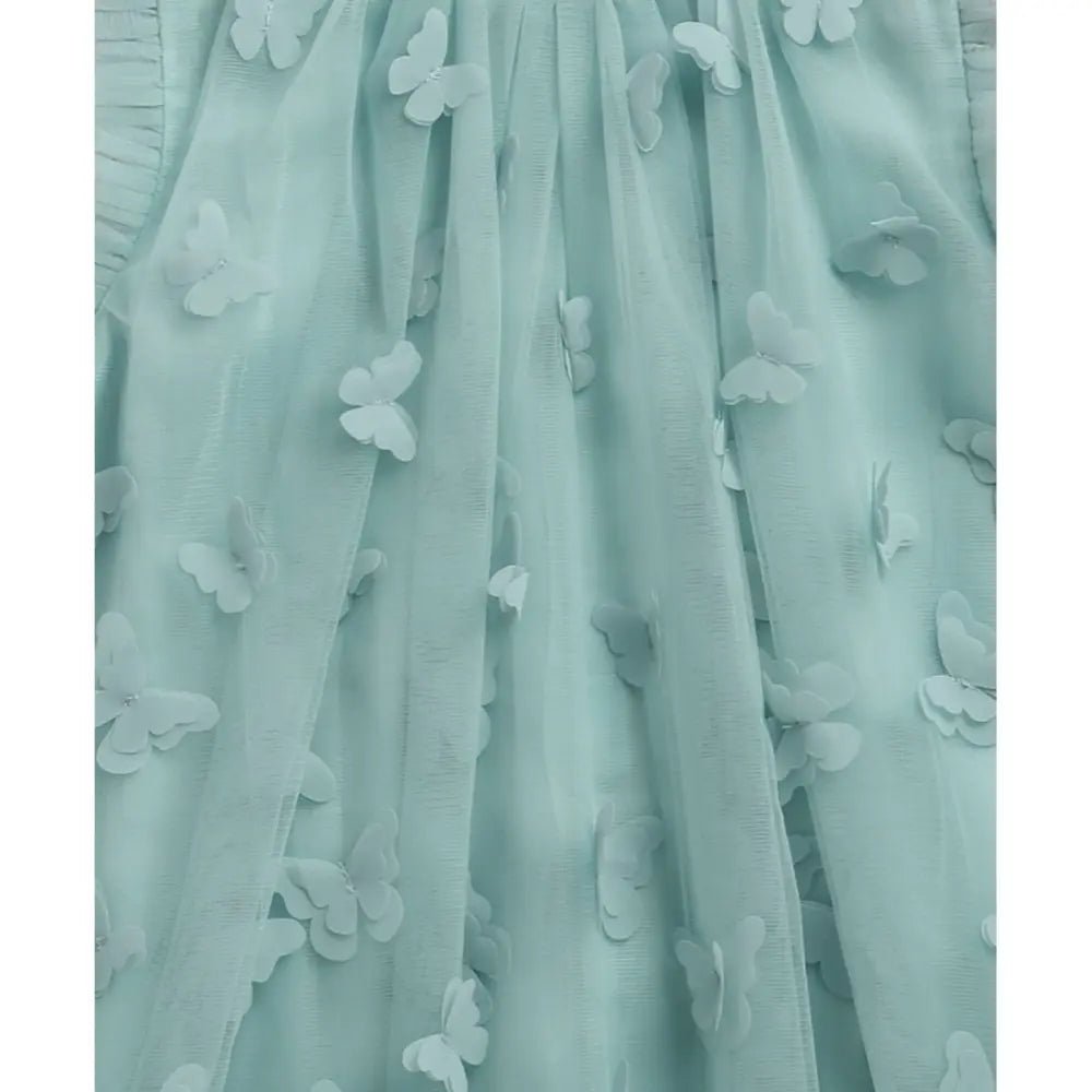 Sweetlime By As Butterfly Bliss Aqua Tulle Dress- Aqua Blue - 6-9M