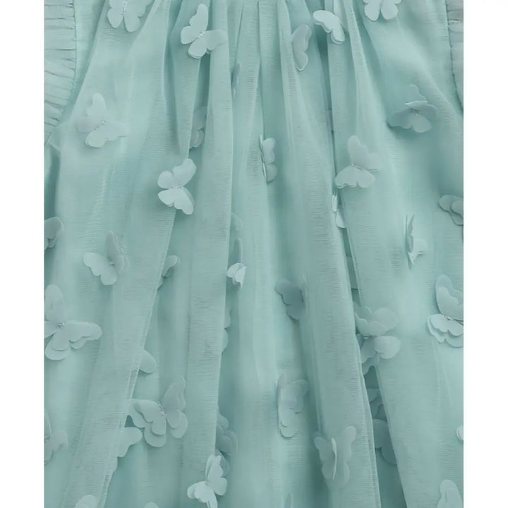 Sweetlime By As Butterfly Bliss Aqua Tulle Dress- Aqua Blue - 6-9M