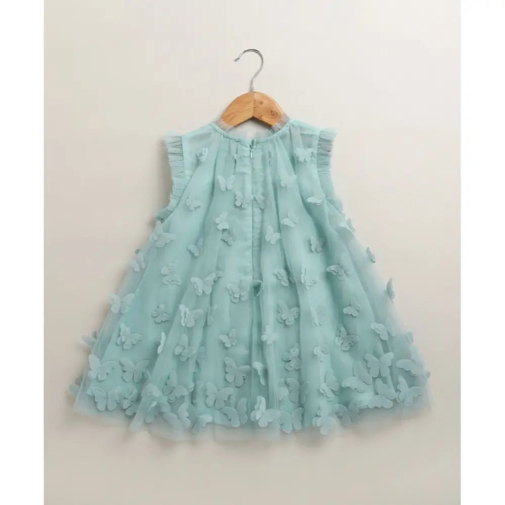 Sweetlime By As Butterfly Bliss Aqua Tulle Dress- Aqua Blue - 6-9M