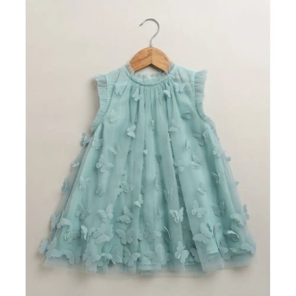 Sweetlime By As Butterfly Bliss Aqua Tulle Dress- Aqua Blue - 6-9M