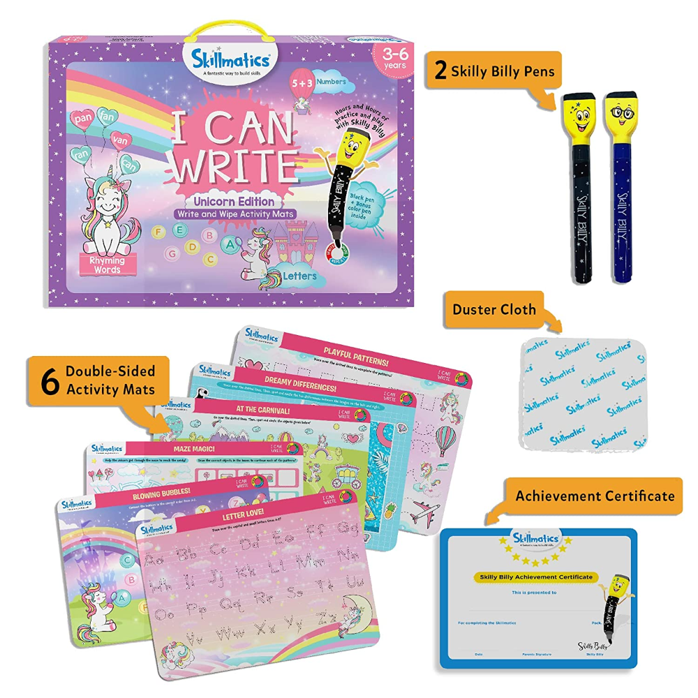 Skillmatics I Can Write Unicorn Edition Activity Mats