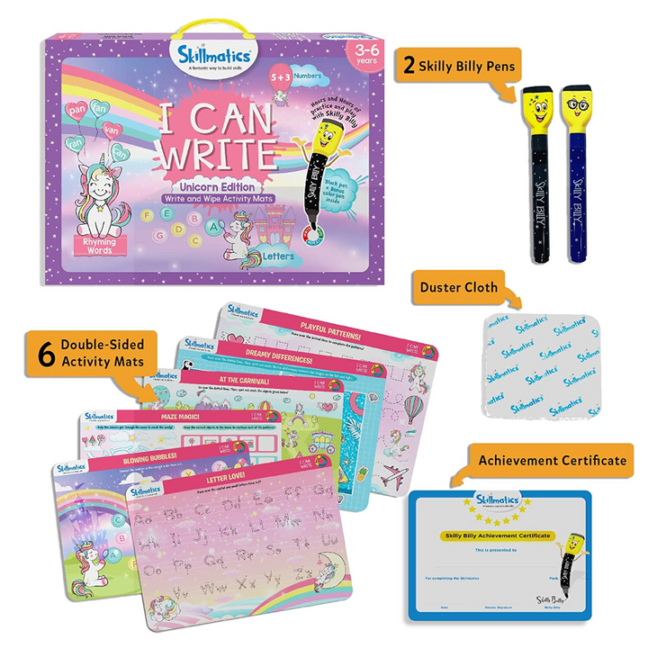Skillmatics I Can Write Unicorn Edition Activity Mats