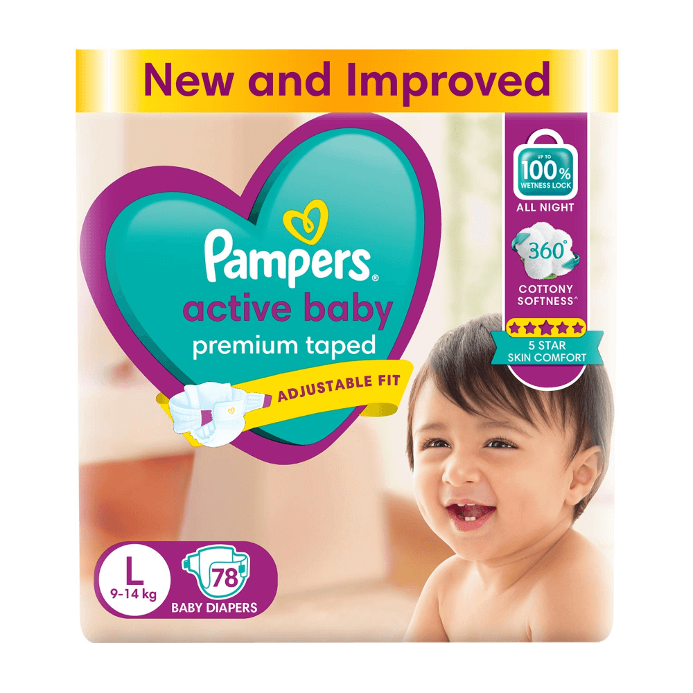 Pampers Active Baby Diapers - Large