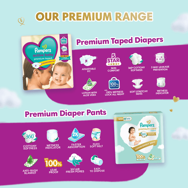 Pampers Active Baby Diapers - Large